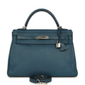 Hermes Kelly Retourne 32 Bleu De Malte Swift Palladium Hardware