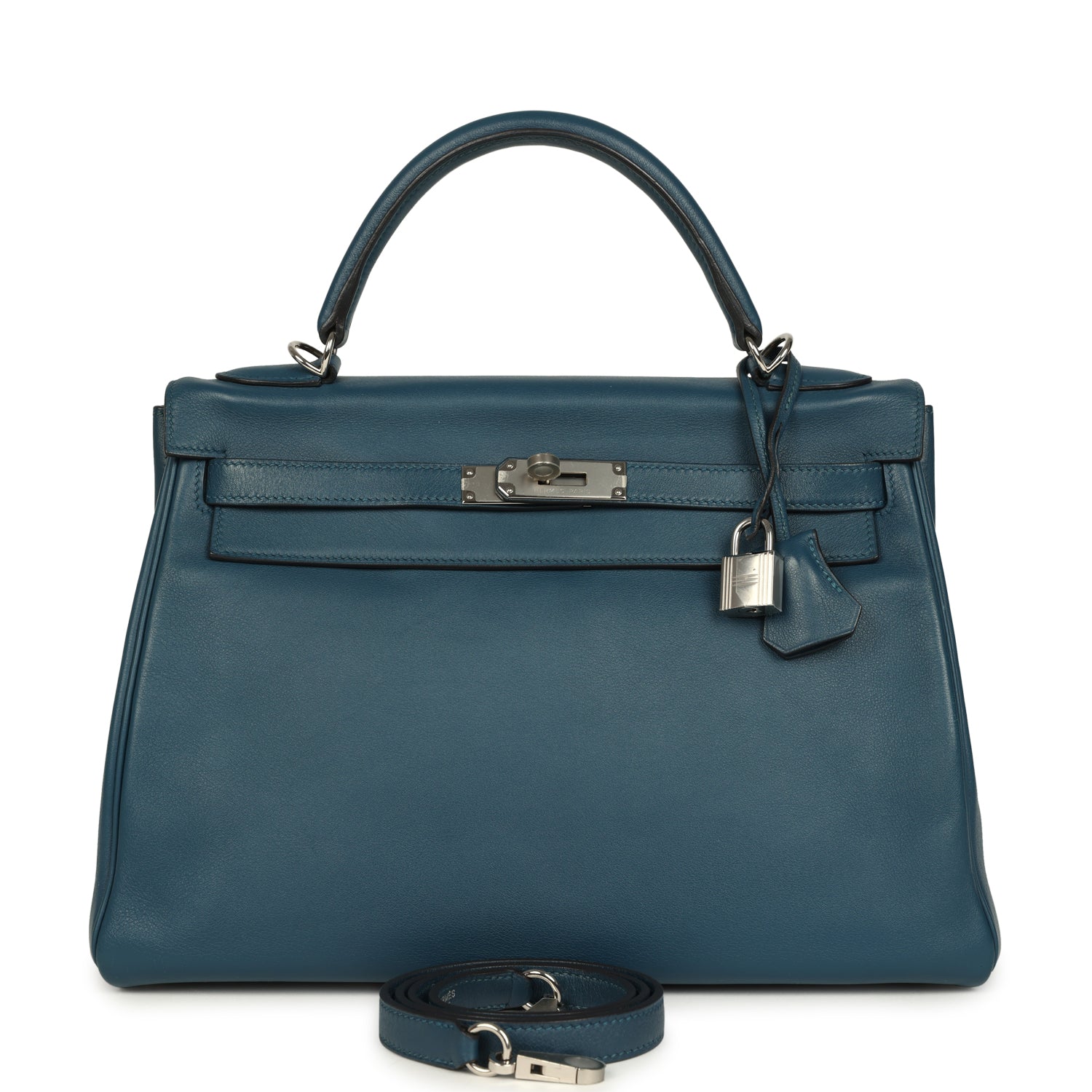 Hermes Kelly Retourne 32 Bleu De Malte Swift Palladium Hardware