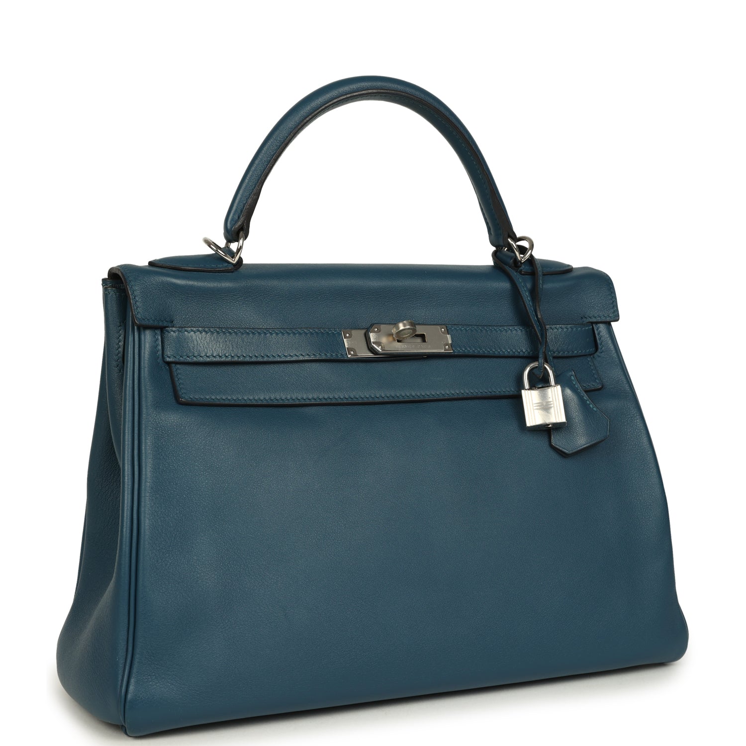 Hermes Kelly Retourne 32 Bleu De Malte Swift Palladium Hardware