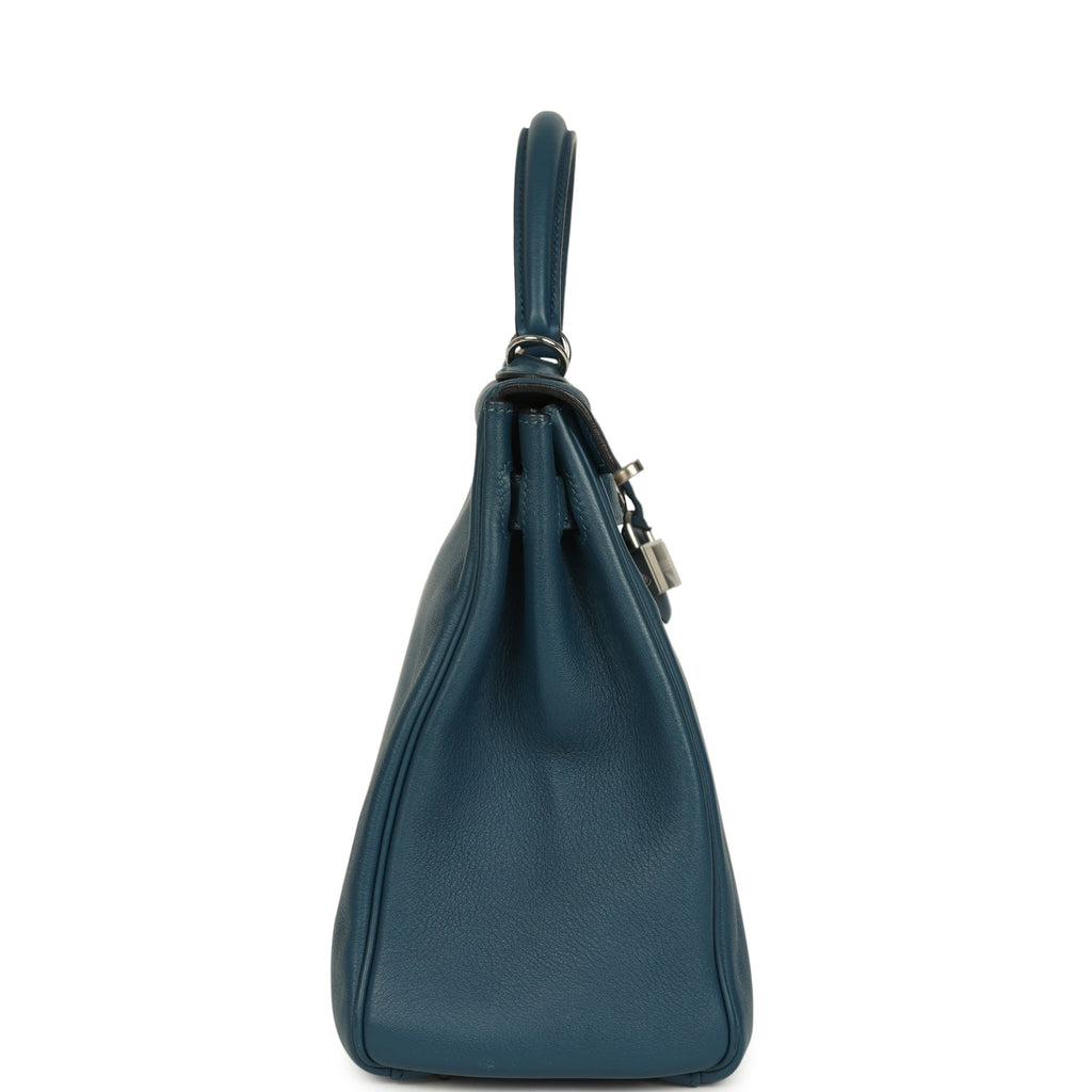Hermes Kelly Retourne 32 Bleu De Malte Swift Palladium Hardware