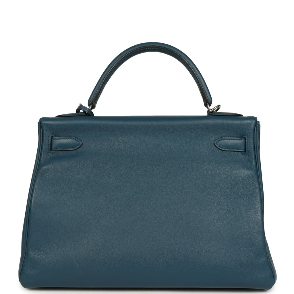 Hermes Kelly Retourne 32 Bleu De Malte Swift Palladium Hardware