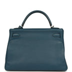 Hermes Kelly Retourne 32 Bleu De Malte Swift Palladium Hardware