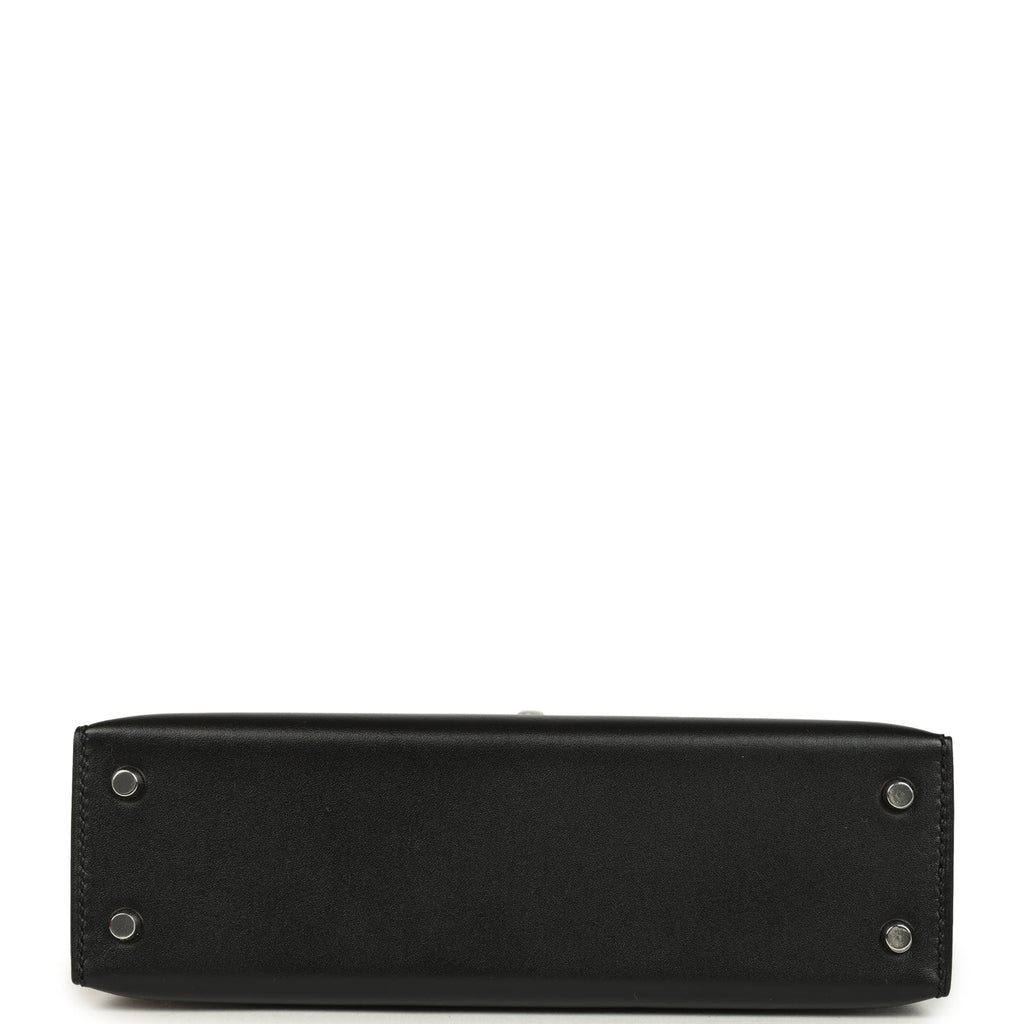 Hermes Kelly Sellier 20 "Cheval De Bois" Black and Multi Tadelakt Palladium Hardware