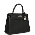 Hermes Special Order (HSS) Kelly Sellier 25 Black Verso Chevre Mysore Brushed Palladium Hardware