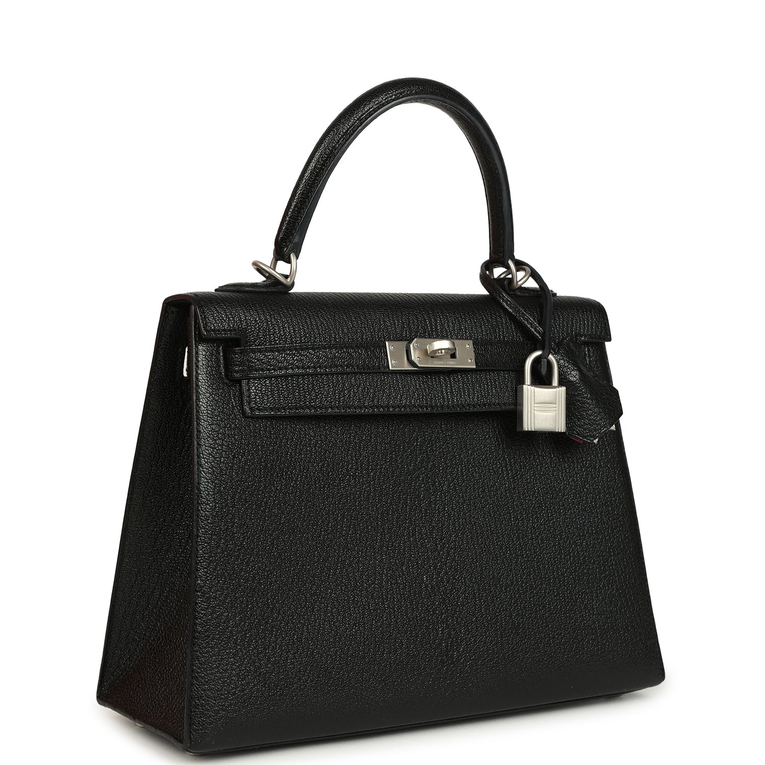 Hermes Special Order (HSS) Kelly Sellier 25 Black Verso Chevre Mysore Brushed Palladium Hardware