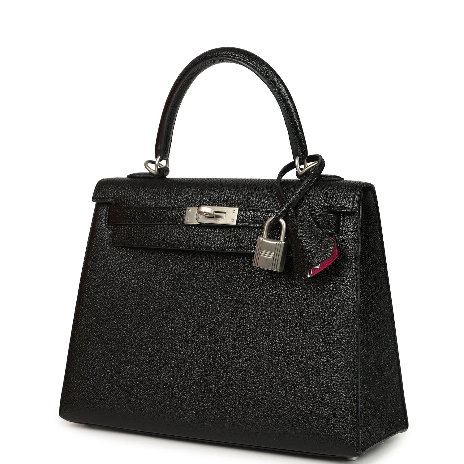 Hermes Special Order (HSS) Kelly Sellier 25 Black Verso Chevre Mysore Brushed Palladium Hardware