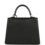 Hermes Special Order (HSS) Kelly Sellier 25 Black Verso Chevre Mysore Brushed Palladium Hardware