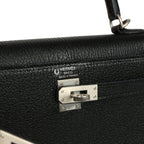 Hermes Special Order (HSS) Kelly Sellier 25 Black Verso Chevre Mysore Brushed Palladium Hardware