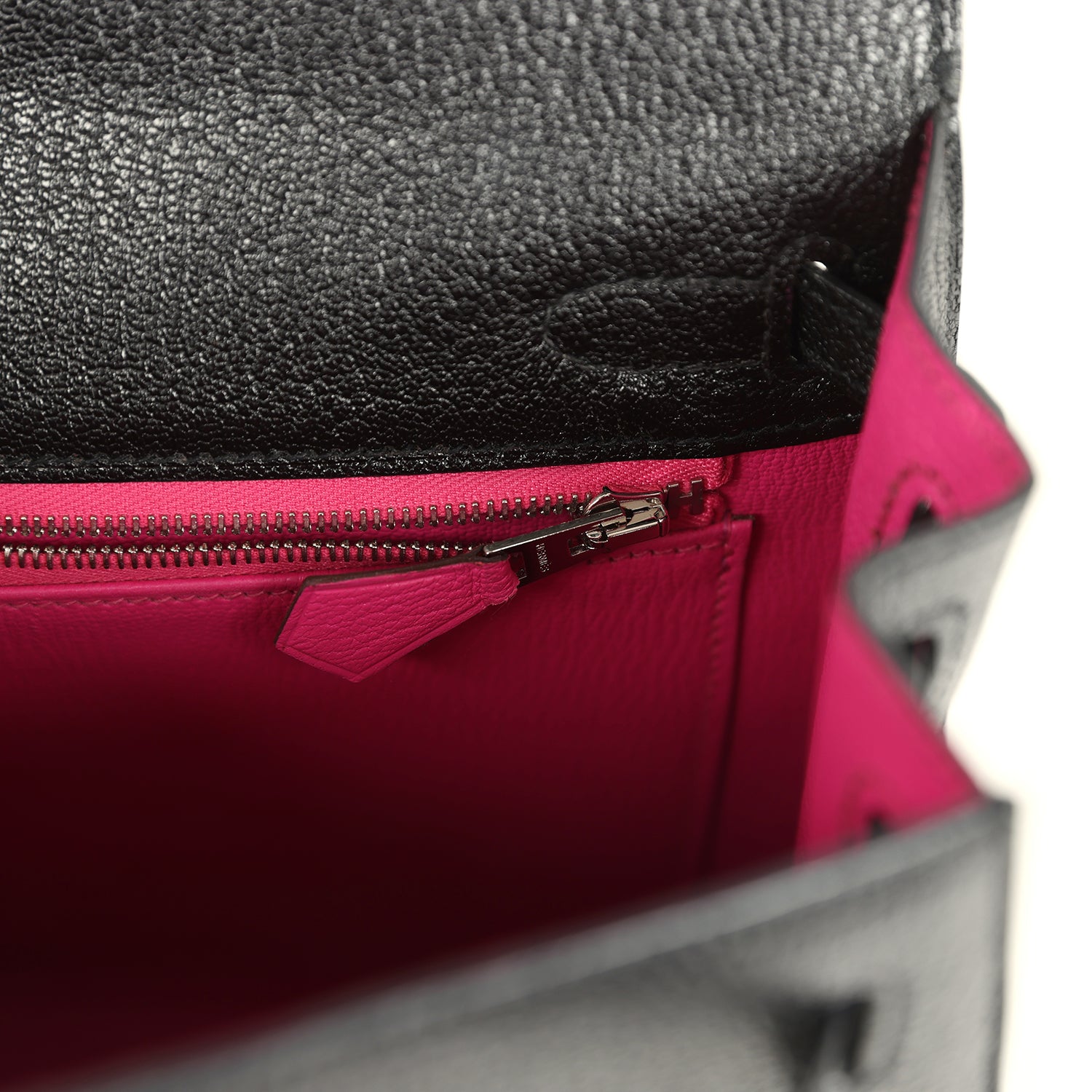 Hermes Special Order (HSS) Kelly Sellier 25 Black Verso Chevre Mysore Brushed Palladium Hardware