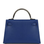 Hermes Kelly Sellier 20 Bleu Royal Chevre Chamkila and Ombre Varanus Salvator Lizard Touch Palladium Hardware