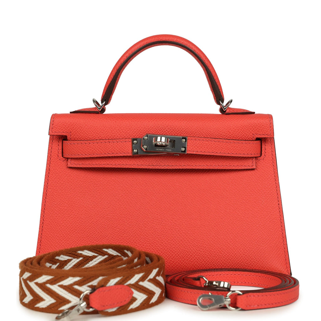 Hermes Kelly Sellier 20 Rose Texas Epsom Palladium Hardware