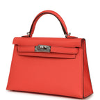 Hermes Kelly Sellier 20 Rose Texas Epsom Palladium Hardware