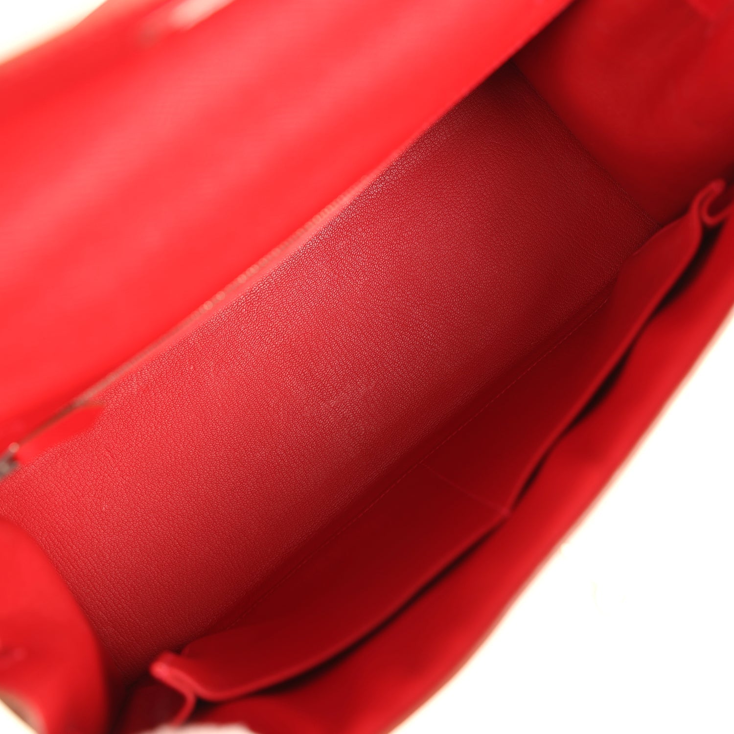 Hermes Flag Kelly Sellier 32 Rouge Casaque and White Epsom Palladium Hardware