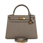 Hermes Kelly Sellier 28 Gris Asphalt Epsom Gold Hardware