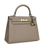 Hermes Kelly Sellier 28 Gris Asphalt Epsom Gold Hardware