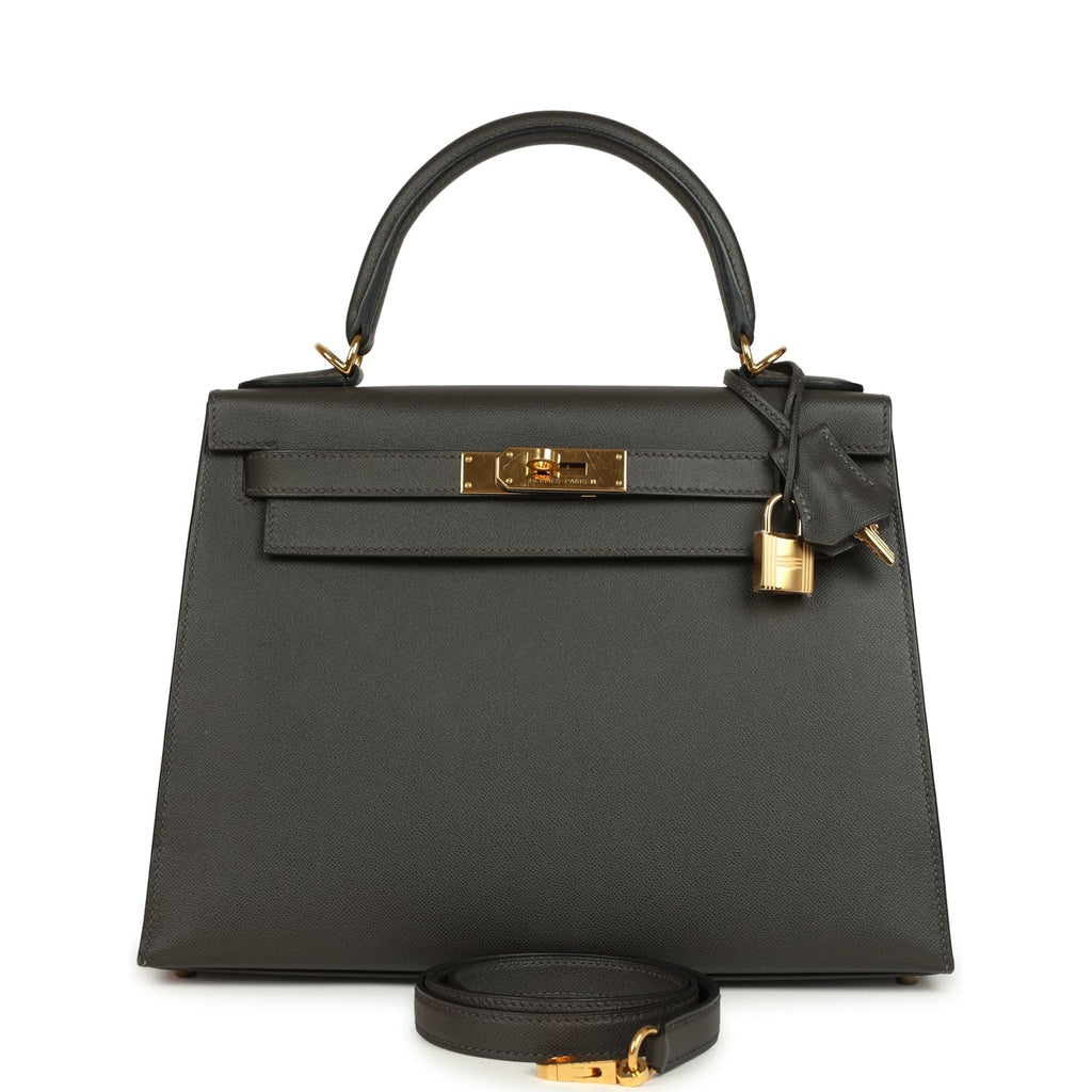 Hermes Kelly Sellier 28 Graphite Madame Gold Hardware