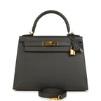 Hermes Kelly Sellier 28 Graphite Madame Gold Hardware