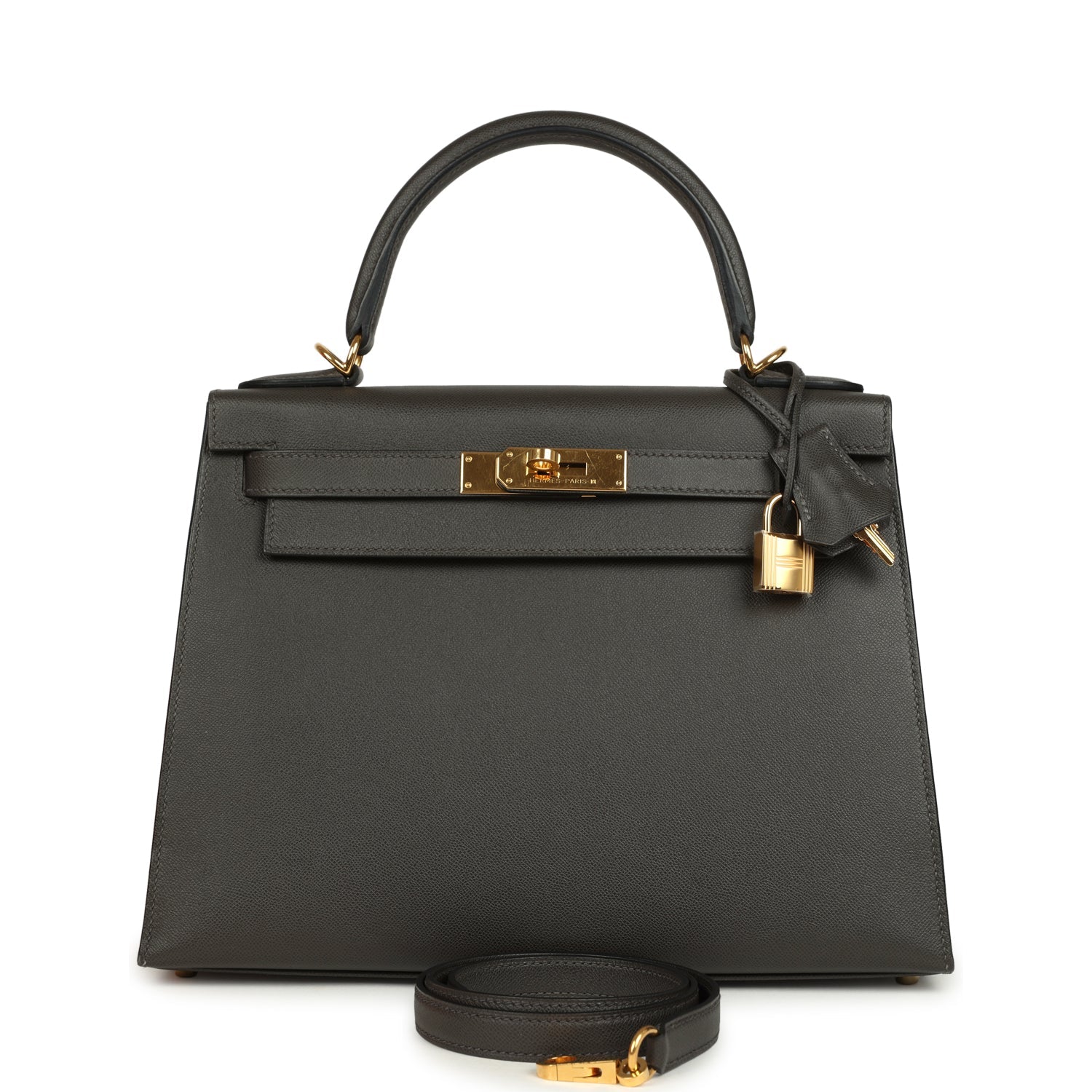 Hermes Kelly Sellier 28 Graphite Madame Gold Hardware