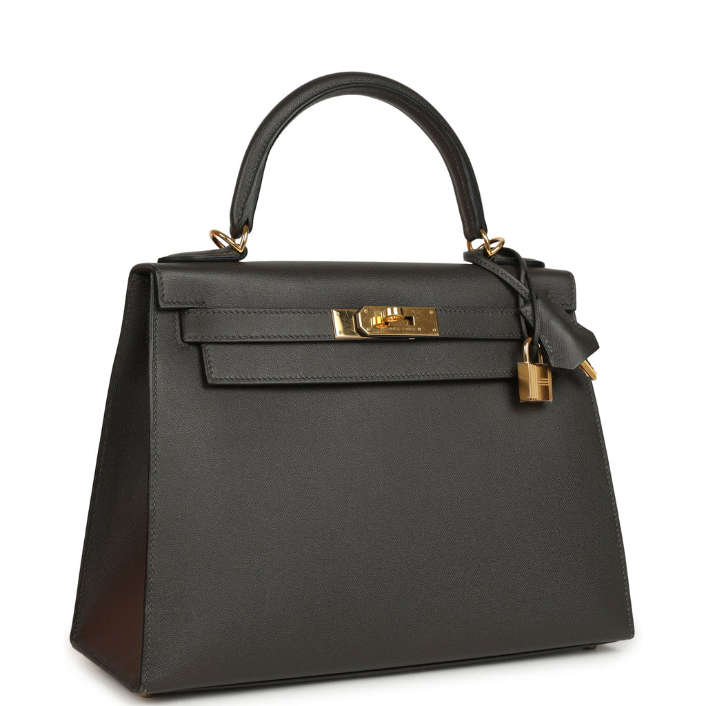 Hermes Kelly Sellier 28 Graphite Madame Gold Hardware