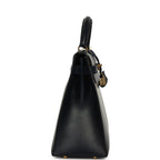 Vintage Hermes Kelly Sellier 32 Bleu Marine Box Gold Hardware