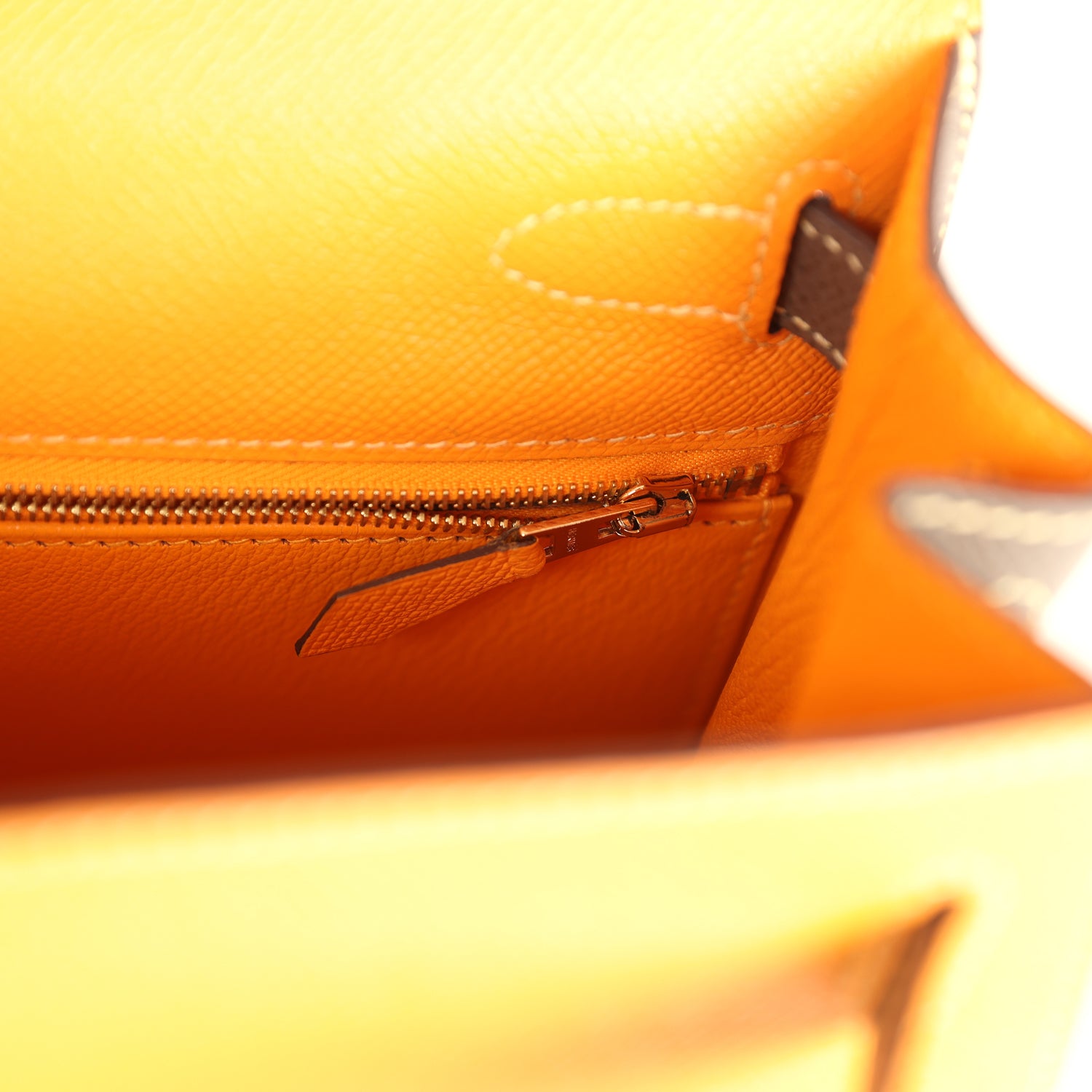 Hermes Special Order (HSS) Kelly Sellier 28 Jaune Ambre and Etoupe Epsom Brushed Gold Hardware