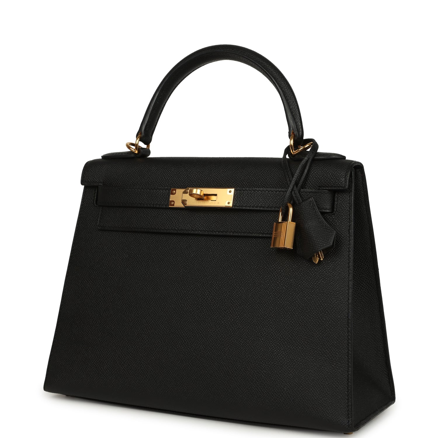 Hermes Kelly Sellier 28 Black Epsom Gold Hardware