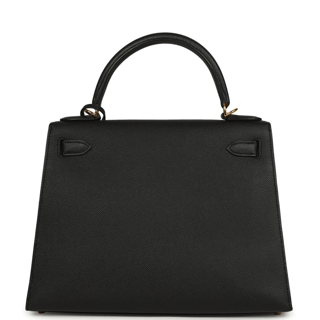 Hermes Kelly Sellier 28 Black Epsom Gold Hardware