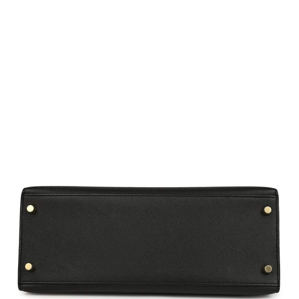 Hermes Kelly Sellier 28 Black Epsom Gold Hardware