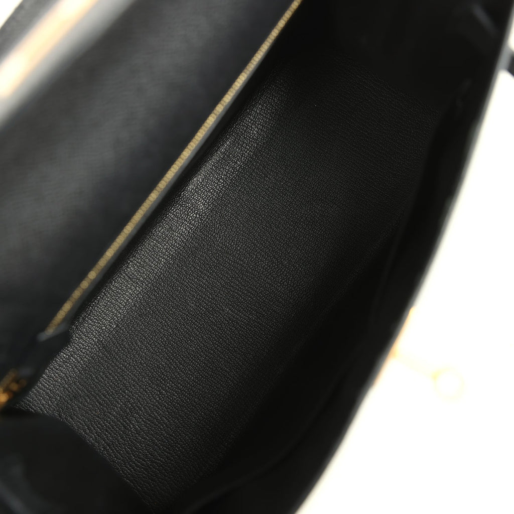 Hermes Kelly Sellier 28 Black Epsom Gold Hardware