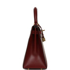 Vintage Hermes Kelly Sellier 28 Rouge H Box Gold Hardware