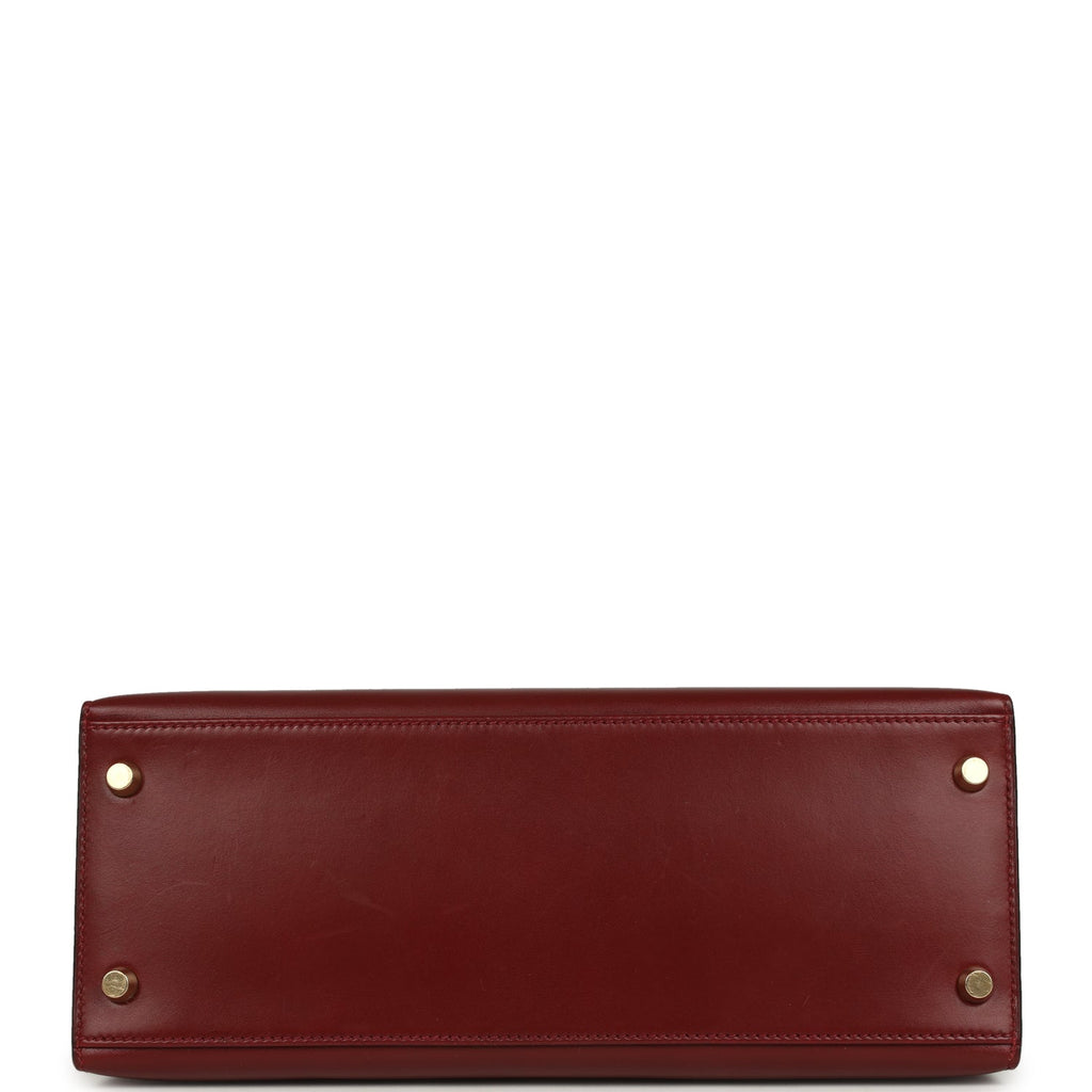 Vintage Hermes Kelly Sellier 28 Rouge H Box Gold Hardware