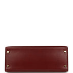 Vintage Hermes Kelly Sellier 28 Rouge H Box Gold Hardware