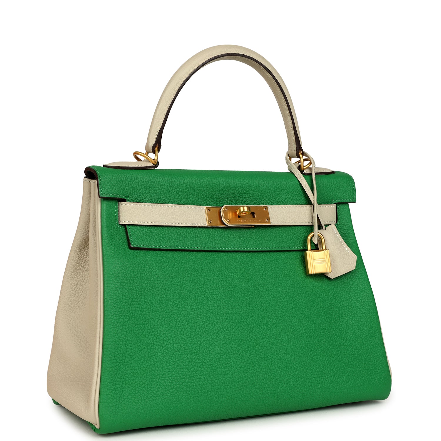 Hermes Special Order (HSS) Kelly Retourne 28 Bambou and Craie Togo Brushed Gold Hardware