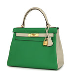Hermes Special Order (HSS) Kelly Retourne 28 Bambou and Craie Togo Brushed Gold Hardware