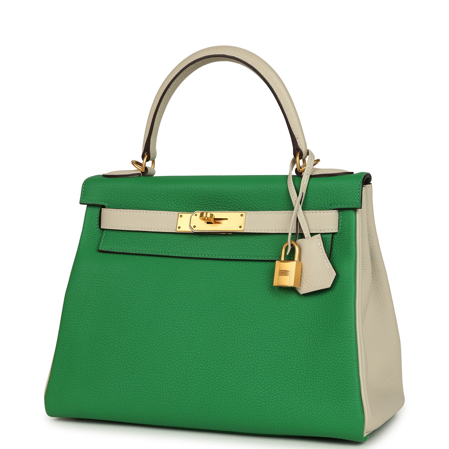 Hermes Special Order (HSS) Kelly Retourne 28 Bambou and Craie Togo Brushed Gold Hardware