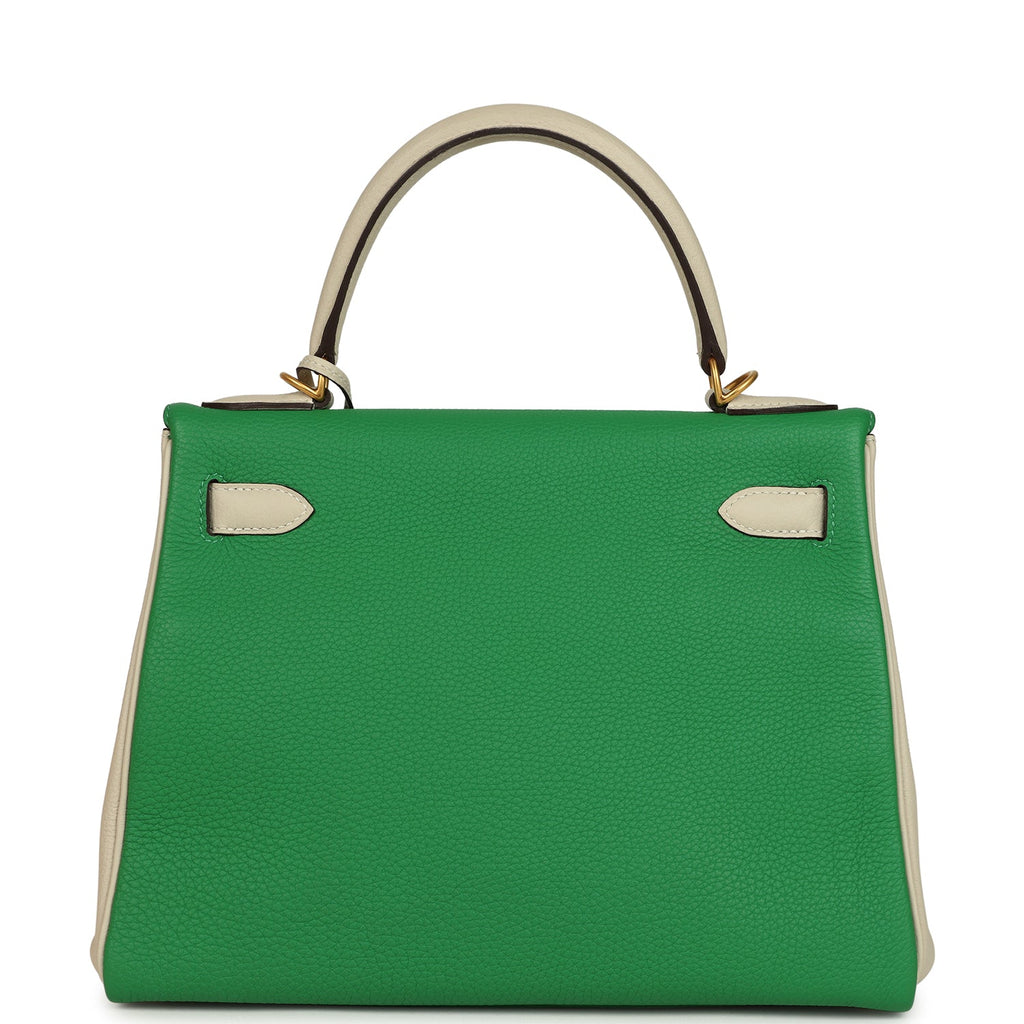Hermes Special Order (HSS) Kelly Retourne 28 Bambou and Craie Togo Brushed Gold Hardware