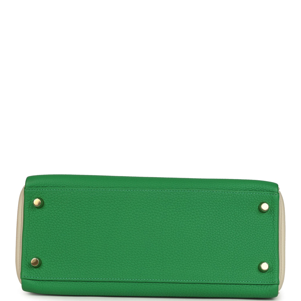 Hermes Special Order (HSS) Kelly Retourne 28 Bambou and Craie Togo Brushed Gold Hardware