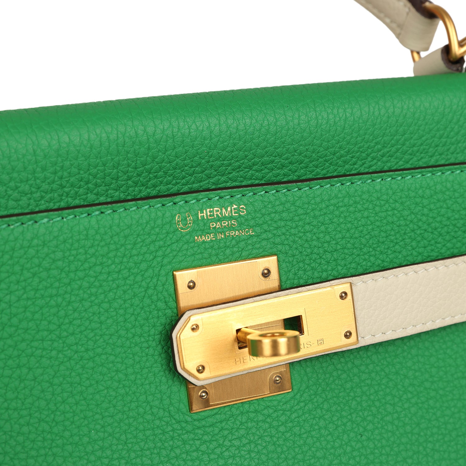 Hermes Special Order (HSS) Kelly Retourne 28 Bambou and Craie Togo Brushed Gold Hardware