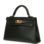 Hermes Kelly Sellier 20 Vert Fonce Box Gold Hardware