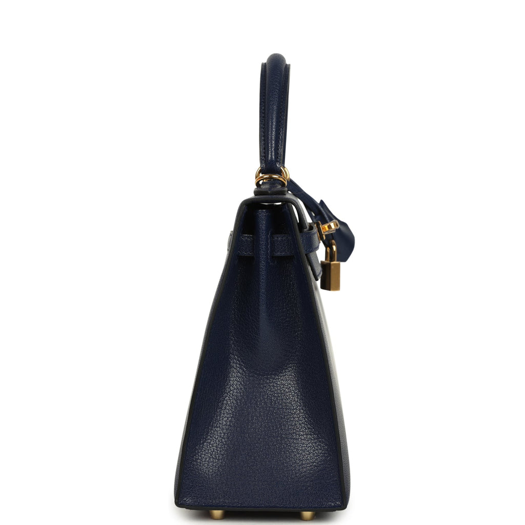 Hermes Kelly Sellier 25 Bleu Saphir Chevre Chamkila Palladium Hardware