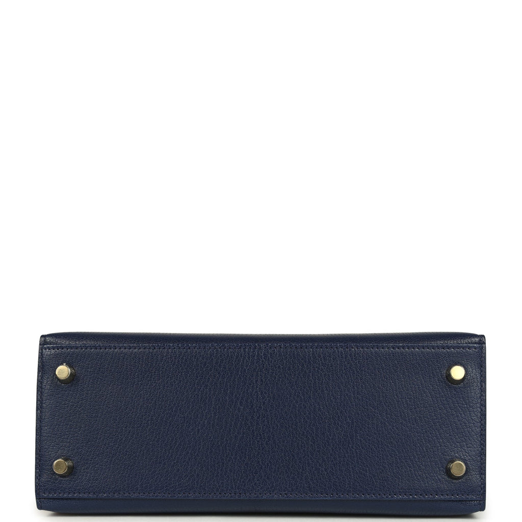 Hermes Kelly Sellier 25 Bleu Saphir Chevre Chamkila Palladium Hardware