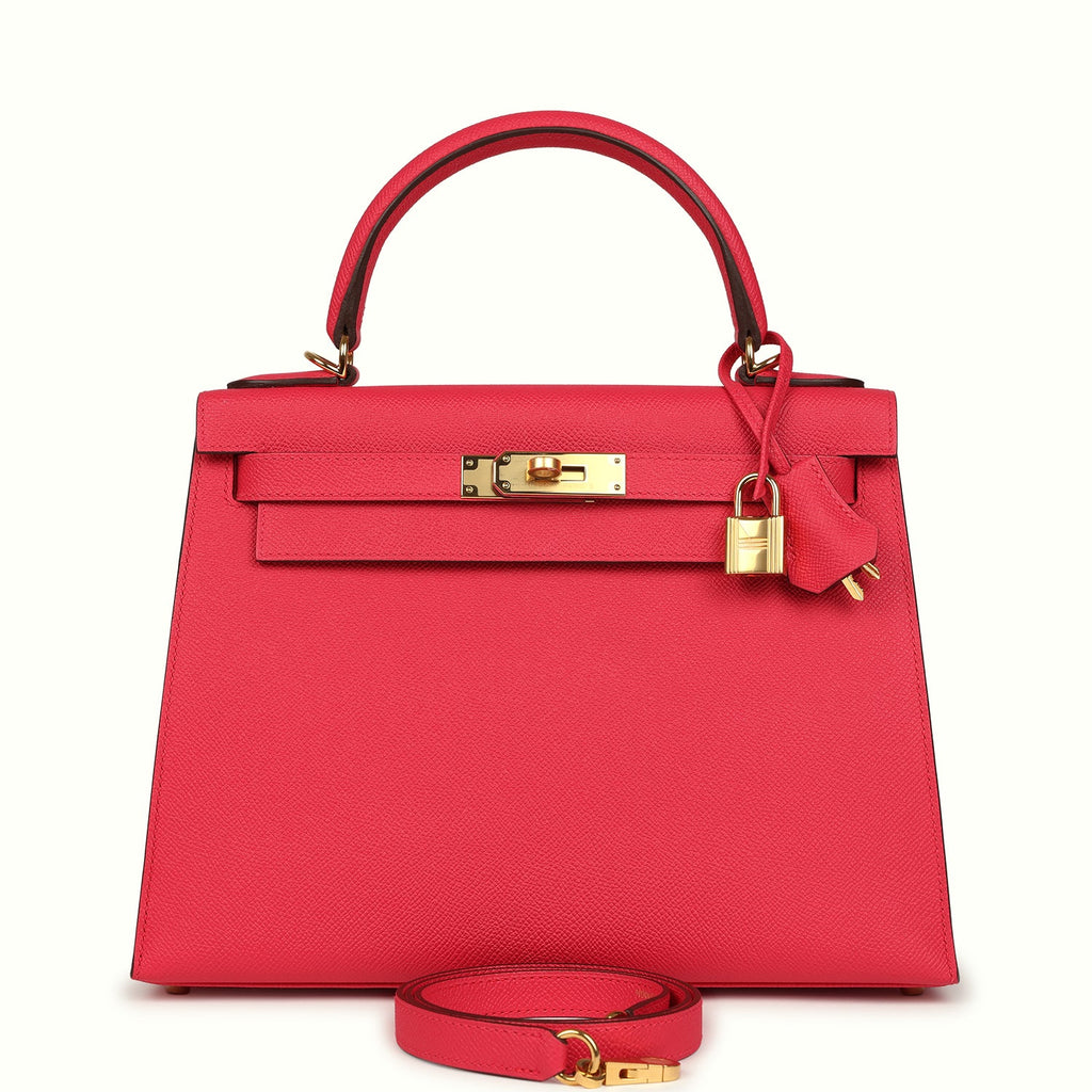 Hermes Kelly Sellier 28 Rose Extreme Epsom Gold Hardware