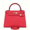 Hermes Kelly Sellier 28 Rose Extreme Epsom Gold Hardware