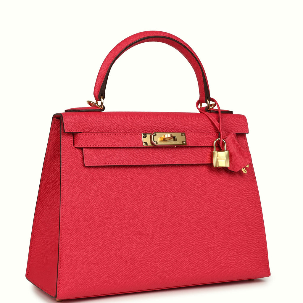 Hermes Kelly Sellier 28 Rose Extreme Epsom Gold Hardware