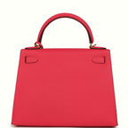 Hermes Kelly Sellier 28 Rose Extreme Epsom Gold Hardware