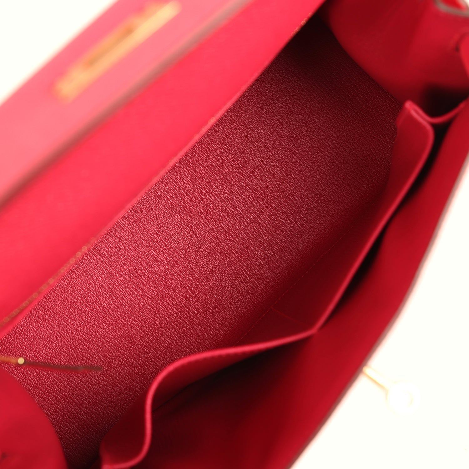 Hermes Kelly Sellier 28 Rose Extreme Epsom Gold Hardware