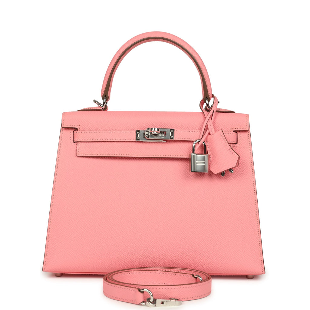 Hermes Kelly Sellier 25 Rose Confetti Epsom Palladium Hardware