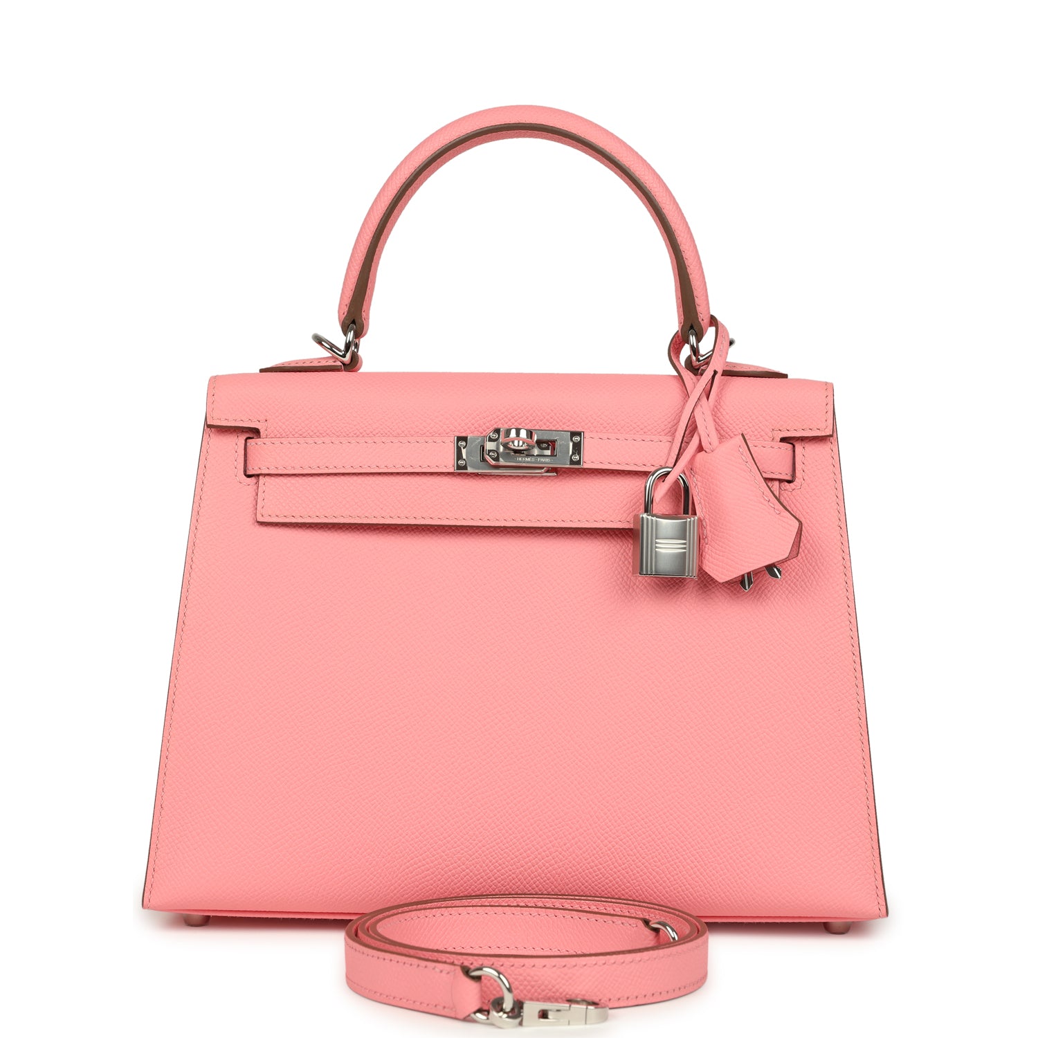 Hermes Kelly Sellier 25 Rose Confetti Epsom Palladium Hardware