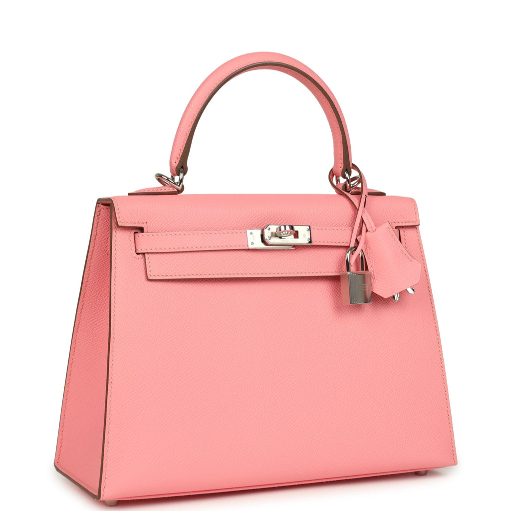 Hermes Kelly Sellier 25 Rose Confetti Epsom Palladium Hardware