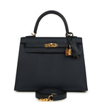 Hermes Kelly Sellier 25 Bleu Indigo Epsom Gold Hardware